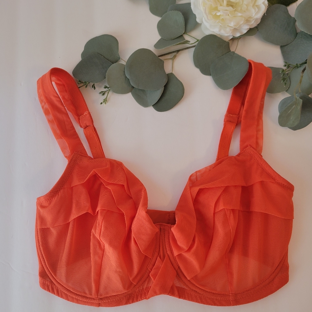 Chantal Tomass orange sheer women's bra 32C - Picture 14 of 14